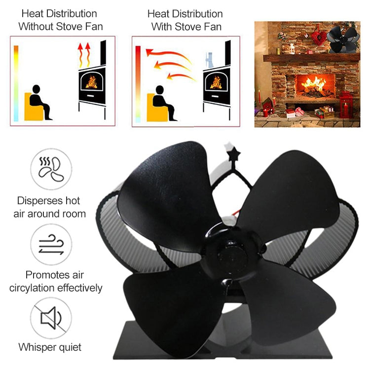YL201 4-Blade High Temperature Metal Heat Powered Fireplace Stove Fan, YL201 (Rose Red), YL201 (Silver), YL201 (Black), YL201 (Bronze), YL201 (Grey), YL201 (Gold)