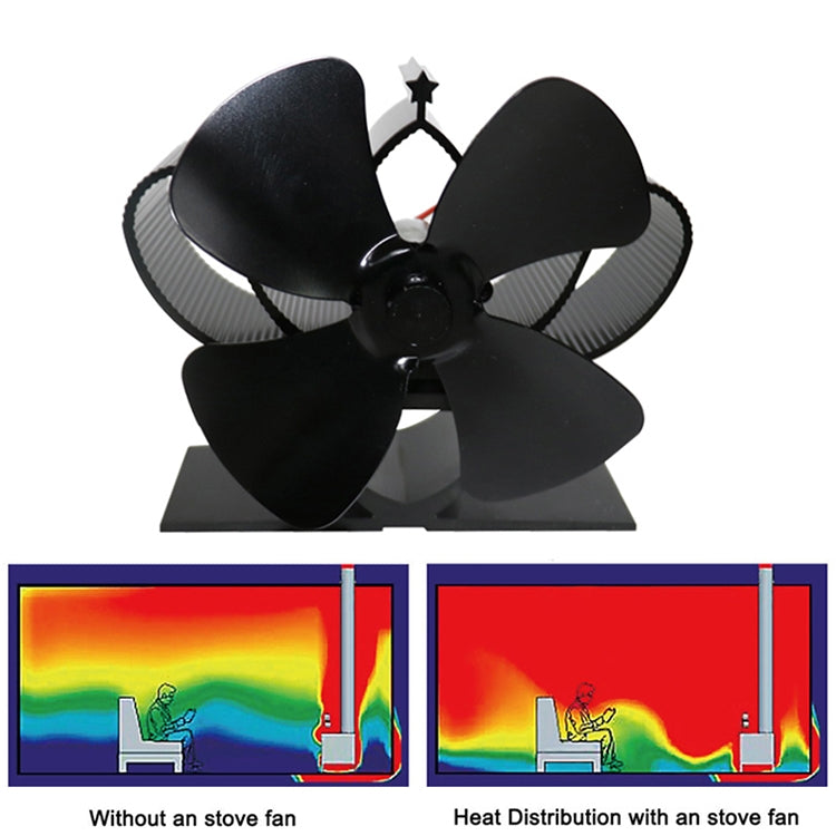 YL201 4-Blade High Temperature Metal Heat Powered Fireplace Stove Fan, YL201 (Rose Red), YL201 (Silver), YL201 (Black), YL201 (Bronze), YL201 (Grey), YL201 (Gold)