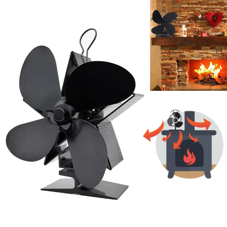 4-Blade Aluminum Heat Powered Fireplace Stove Fan