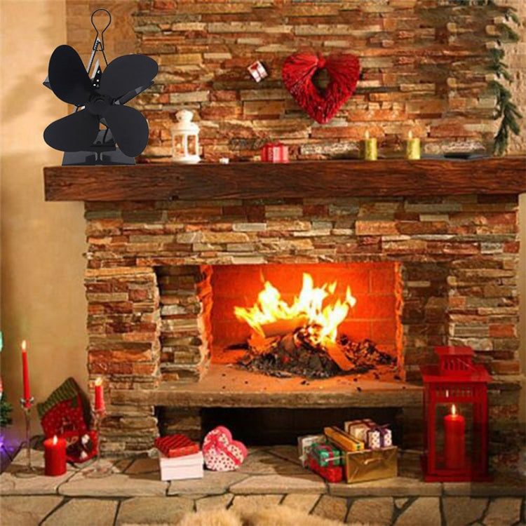 4-Blade Aluminum Heat Powered Fireplace Stove Fan