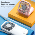 F20 Electroplating Handheld Fan Portable Desktop Folding Mute USB Hanging Neck Fan, F20 (Green), F20 (Blue), F20 (White), F20 (Pink)