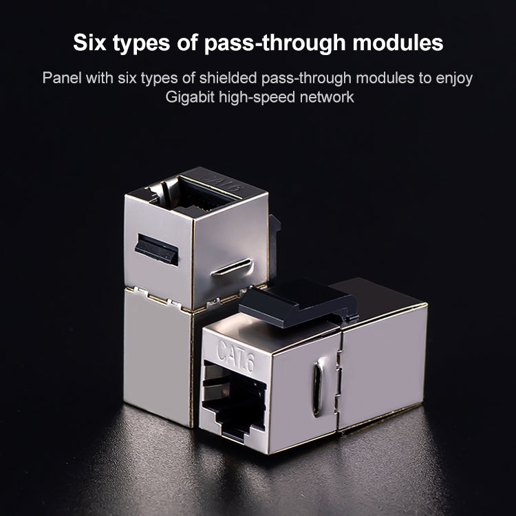 CAT.6 Shielded Pass-through Network Module, Dual Ports Panel + Shielded Pass-through + TV Socket, Dual Ports Panel+Shielded Pass-through+TV Socket