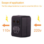 220V to 110V 50W AC Power Socket Adapter,  EU/US Plug to US Plug, 220V to 110V 50W