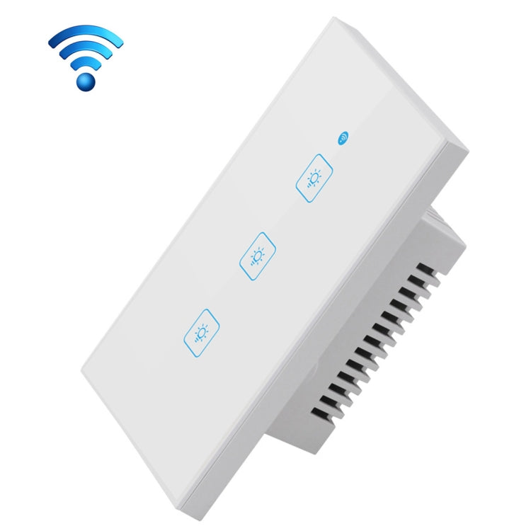 WS-US-03 EWeLink APP & Touch Control 2A 3 Gangs Tempered Glass Panel Smart Wall Switch, AC 90V-250V, US Plug, 3 Gangs