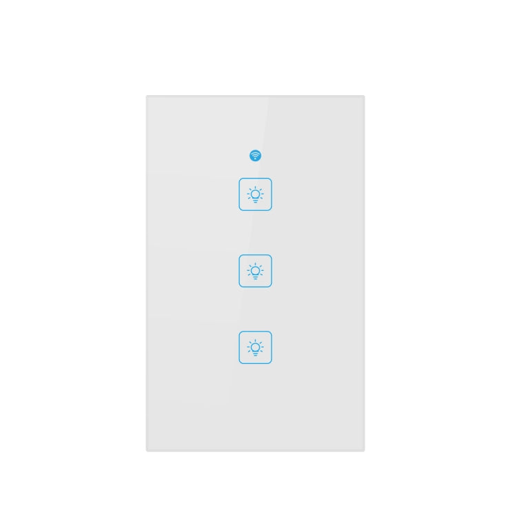 WS-US-03 EWeLink APP & Touch Control 2A 3 Gangs Tempered Glass Panel Smart Wall Switch, AC 90V-250V, US Plug, 3 Gangs
