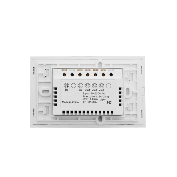 WS-US-03 EWeLink APP & Touch Control 2A 3 Gangs Tempered Glass Panel Smart Wall Switch, AC 90V-250V, US Plug, 3 Gangs