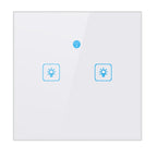 WS-UK-02 EWeLink APP & Touch Control 2A 2 Gangs Tempered Glass Panel Smart Wall Switch, AC 90V-250V, UK Plug, 2 Gangs