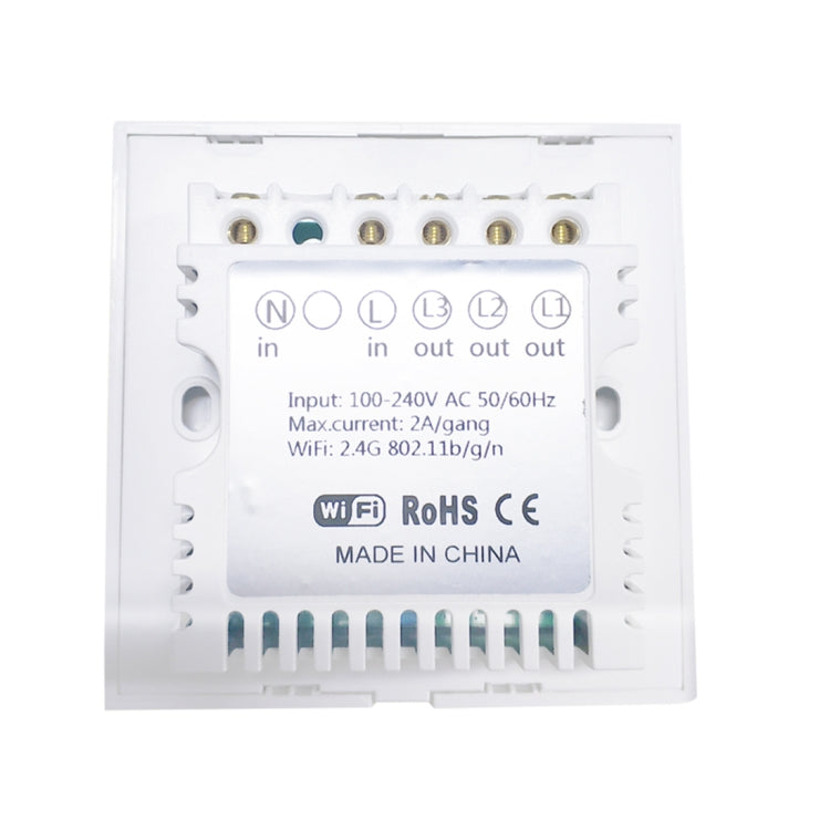 WS-UK-03 EWeLink APP & Touch Control 2A 3 Gangs Tempered Glass Panel Smart Wall Switch, AC 90V-250V, UK Plug, 3 Gangs
