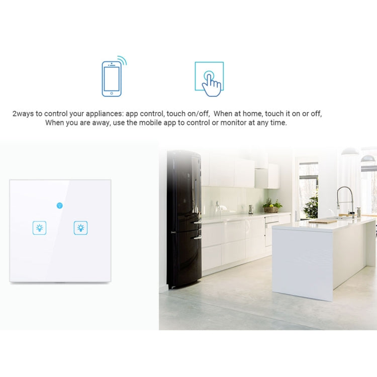 WS-UK-03 EWeLink APP & Touch Control 2A 3 Gangs Tempered Glass Panel Smart Wall Switch, AC 90V-250V, UK Plug, 3 Gangs