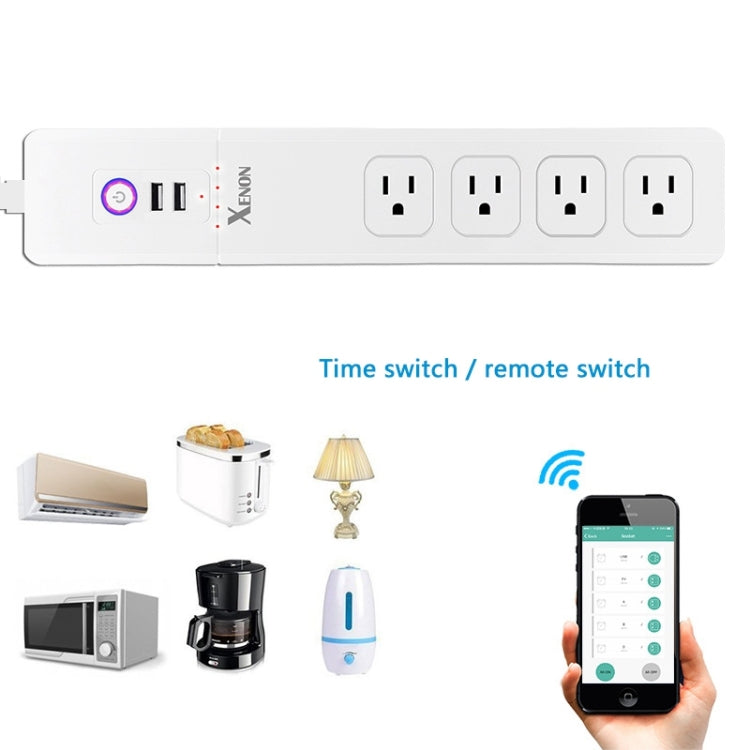 2 x USB Ports + 4 x US Plug Jack WiFi Remote Control Smart Power Socket Works with Alexa & Google Home, Cable Length: 1.5m, AC 110-240V, US Plug, 4xUSB + 3xUS Plug(US Plug)