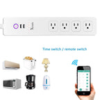 2 x USB Ports + 4 x US Plug Jack WiFi Remote Control Smart Power Socket Works with Alexa & Google Home, Cable Length: 1.5m, AC 110-240V, US Plug, 4xUSB + 3xUS Plug(US Plug)