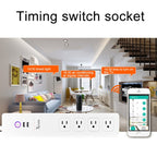 2 x USB Ports + 4 x US Plug Jack WiFi Remote Control Smart Power Socket Works with Alexa & Google Home, Cable Length: 1.5m, AC 110-240V, US Plug, 4xUSB + 3xUS Plug(US Plug)