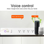 2 x USB Ports + 4 x US Plug Jack WiFi Remote Control Smart Power Socket Works with Alexa & Google Home, Cable Length: 1.5m, AC 110-240V, US Plug, 4xUSB + 3xUS Plug(US Plug)