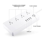 4 x USB Ports + 4 x US Plug Jack WiFi Remote Control Smart Power Socket Works with Alexa & Google Home, AC 110-240V, US Plug, 4xUSB + 4xUS Plug(US Plug)