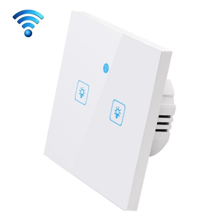 WS-EU-02 EWeLink APP & Touch Control 2A 2 Gangs Tempered Glass Panel Smart Wall Switch, AC 90V-250V, EU Plug, 2 Gangs