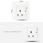 86 Type PC 13A Three Hole Power Socket with Light Switch, UK Plug