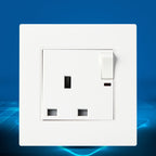 86 Type PC 13A Three Hole Power Socket with Light Switch, UK Plug