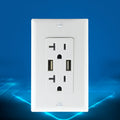 PC Double-connection Power Socket Switch with USB, US Plug, Square White UL 15A Leakage Protection Socket, 15A Leakage Protection