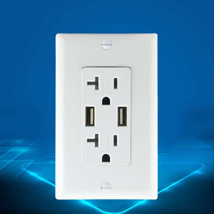 PC Double-connection Power Socket Switch with USB, US Plug, Square White UL 15A Leakage Protection Socket, 15A Leakage Protection