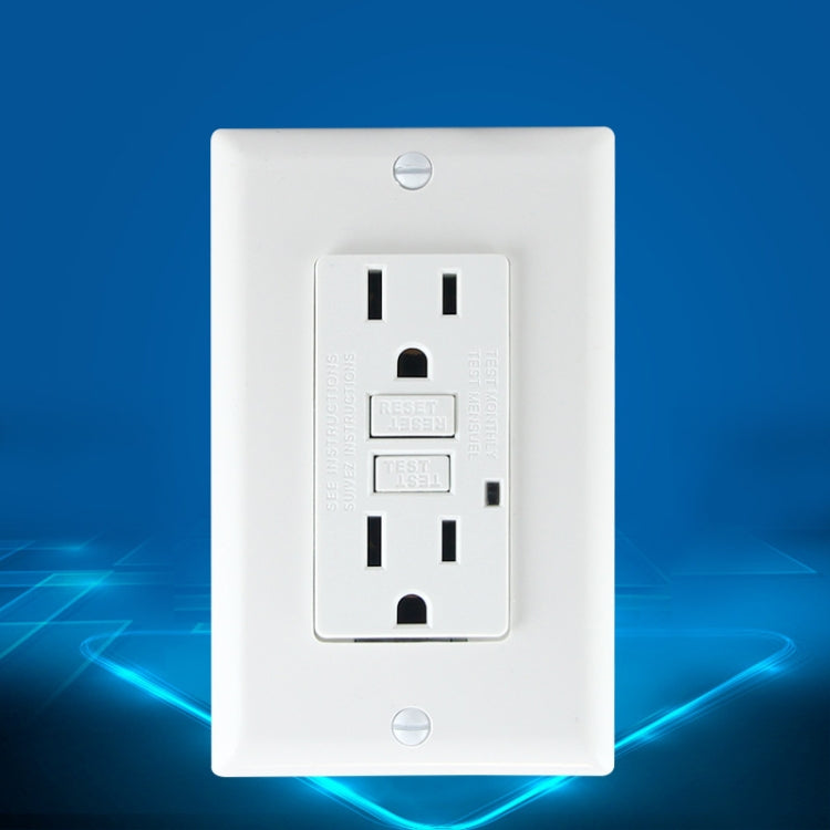 PC Double-connection Power Socket Switch with USB, US Plug, Square White UL 20A Leakage Protection Socket, 20A Leakage Protection