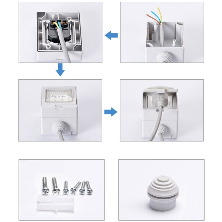 Outdoor IP55 Waterproof Double-connection Socket, EU Plug