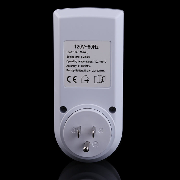 AC 120V Smart Home Plug-in Programmable LCD Display Clock Summer Time Function 12/24 Hours Changeable Timer Switch Socket, US Plug, AC 120V US Plug