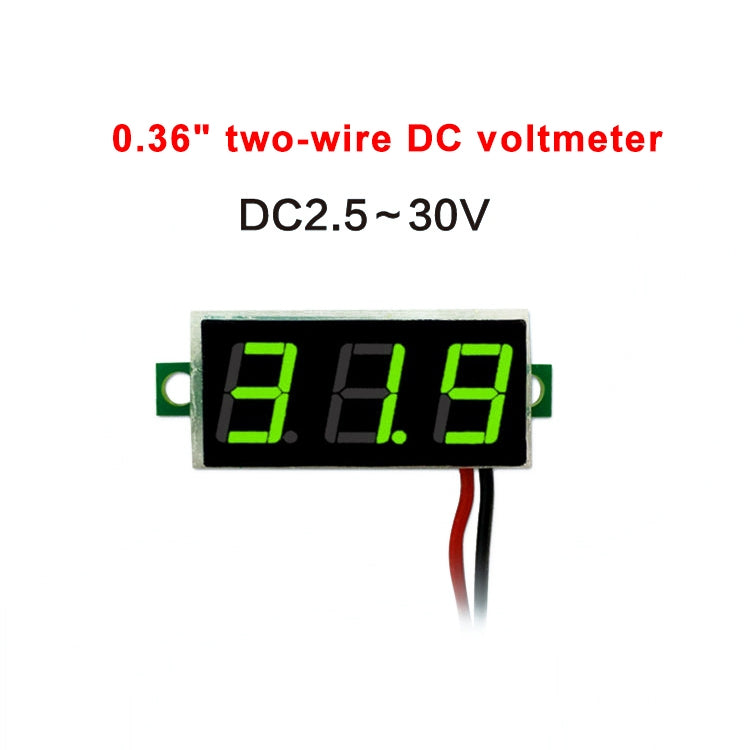 10 PCS 0.36 inch 2 Wires Digital Voltage Meter, Color Light Display, Measure Voltage: DC 2.5-30V