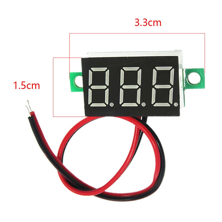 10 PCS 0.36 inch 2 Wires Digital Voltage Meter, Color Light Display, Measure Voltage: DC 2.5-30V