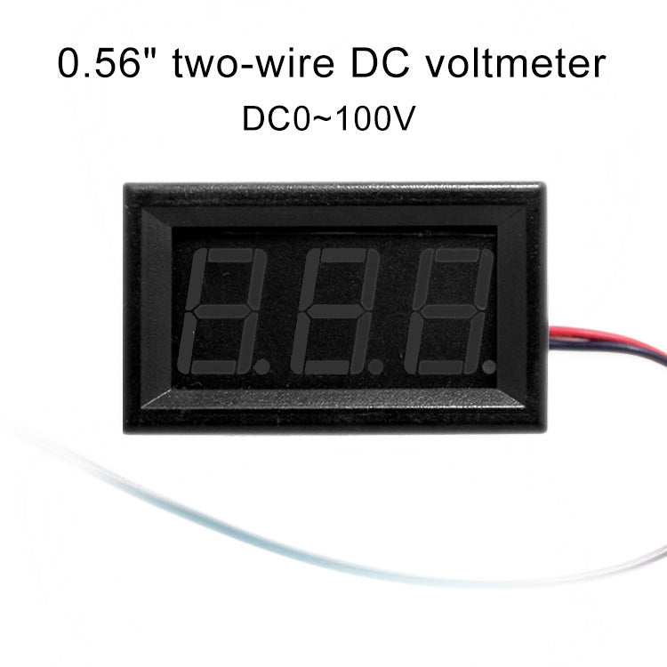 10 PCS 0.56 inch 3 Terminal Wires Digital Voltage Meter with Shell, Color Light Display, Measure Voltage: DC 0-100V