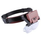 Multi-function Adjustable Maintenance Dentistry Reading Head Magnifier with 2 LED Light & 4 Lenses (1.7X, 2X, 2.5X, 4X), 5 Lens 1.0X-3.5X  (Black)