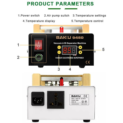 BAKU BK-948D 500W Vacuum Anti-static LCD Touch Panel Separator Machine, AC 220V EU Plug, BK-948D 500W 220V EU Plug