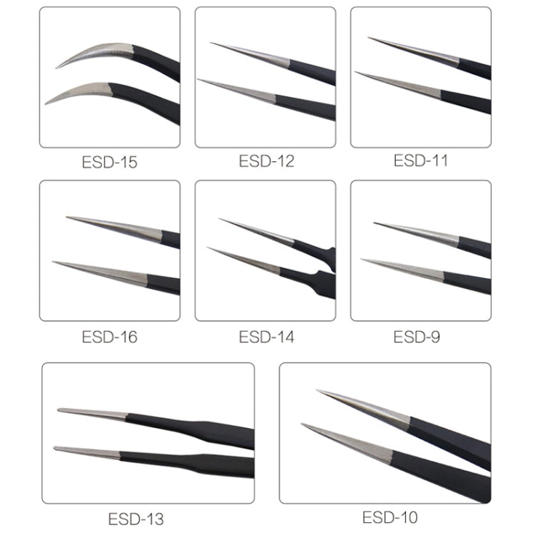 BEST BST-13 Precision Anti-static ESD Stainless Steel Tweezers, BST-13