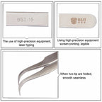 BEST BST-15L Brushed stainless steel tweezers, BST-15L