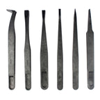 JF-S6in1 6 in 1 Anti-static Carbon Fiber Straight and Curved Tip Tweezers, JF-S 6 in 1