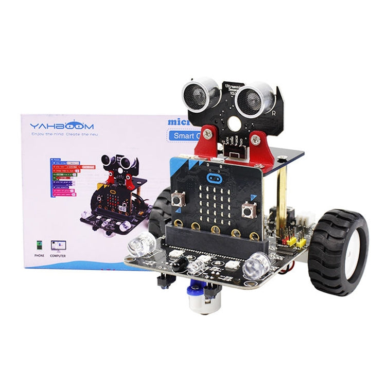 Yahboom Microbit Smart Robot Car Bitbot with IR and APP for Micro:bit V2/V1.5, without Micro:bit V2/V1.5 Board, Microbit Smart Robot