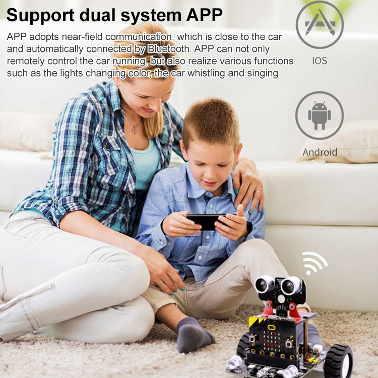 Yahboom Microbit Smart Robot Car Bitbot with IR and APP for Micro:bit V2/V1.5, without Micro:bit V2/V1.5 Board, Microbit Smart Robot