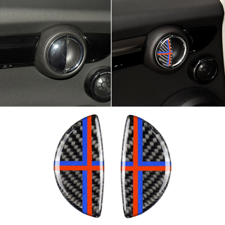 2 PCS Red Blue Color R / F Universal Car Door Handle Carbon Fiber Decorative Sticker for BMW Mini R55 / R56 / R60 / R61 / F55 / F54 / F60, For BMW Mini R55 (Red Blue Color)
