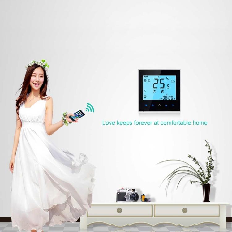 LCD Display Air Conditioning 2-Pipe Programmable Room Thermostat for Fan Coil Unit, Supports Wifi
