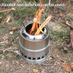 Outdoor Camping Mini Stainless Steel Wood-burning Stove Solid alcohol Stove for Picnic Heating, Mini