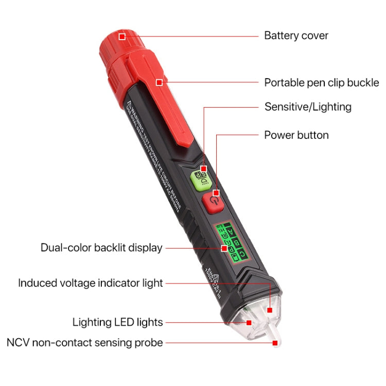 HABOTEST HT100P Non Contact 3 Phase Rotation Indicator AC LCD Display Detector Pen Tester, HT100P
