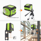 9011G 1V1H 15mW 2 Line Green Beam Laser Level Covering Walls and Floors