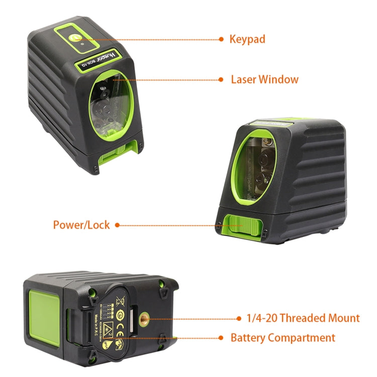 BOX-1R 1V1H 40mW & 10mW 2 Line Red Beam Laser Level Covering Walls and Floors