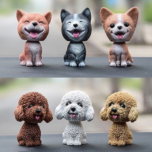 Shaking Head Dog Car Ornaments Resins Lovely Cartoon Dog New Year Gifts with Double-sided Adhesive Tape, Husky Dog Cartoon Dog, Corgi Dog Cartoon Dog, White Teddy Cartoon Dog, Brown Teddy Cartoon Dog, Yellow Teddy Cartoon Dog, Pomeranian Cartoon Dog   ...