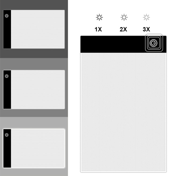 A5 Size Ultra-thin USB Three Level of Brightness Dimmable Acrylic Copy Boards Anime Sketch Drawing Sketchpad, with USB Cable & Plug, A5 with USB Cable & Plug