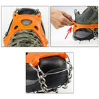 One Pair 19 Teeth Anti-Slip Ice Gripper Hiking Climbing Chain Shoes Covers, Size: M, 19 Teeth Size:M(Black), 19 Teeth Size:M(Orange)