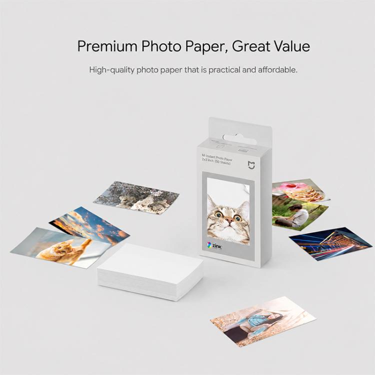 50 PCS Original Xiaomi Print Photographic Paper Paste Paper for Xiaomi Pocket Photo Printer, Pocket Photo Printer Paper
