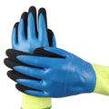 1 Pairs HEEP Ding Qing + Frosted anti-cut 2 Times Dipping Anti-cutting Waterproof Oil Resistant Non-slip Gloves, Blue