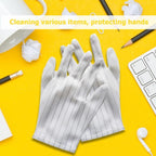 10 Pairs Anti-static Stripe Plastic Gloves, Size：Free Size, Plastic Gloves