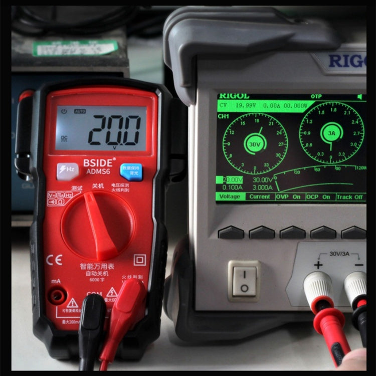 BSIDE ADMS6 High-precision Fully Automatic Small Digital Intelligent Multimeter with HD Digital Display & Shockproof Cover, Support Function Range Switch & Double-sided Pen Holder