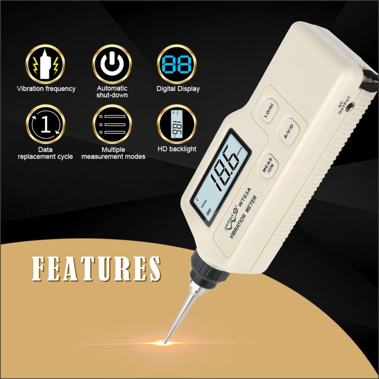 Wintact WT63A Vibration Meter Digital Tester Vibrometer Analyzer Acceleration Velocity, Wintact WT63A, WT63A